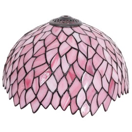Tiffany Lampshade Replacement Only 12 Inch Pink Stained Glass Leaf Wisteria Style Lamp Shade Decorative for Table Desk Lampshade Replacement