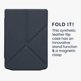 kwmobile Origami Case Compatible with Pocketbook Verse/Verse Pro/Verse Color/Vivlio Light/Light HD Case - Slim PU Leather Cover with Stand - Dark Blue