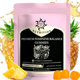 Feminine Balance Rubber, Women's Balance Gummies for Feminine Wellbeing, Premium Pineapple Rubbers for pH Health, Vaginal Probiotics & Immune Support, Vegan, Gluten Free, 60 Gummies