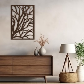 SIGNLEADER Metal Wall Art Decor Contemporary Twisted Tree Abstract Wall Sculpture Hangings Home Decoration for Living Room, Bedroom, Bathroom, Kitchen, Outdoor - 24" Bronze