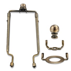 7 8 9 10 inch Lamp Shade Harp Holder,Antique Brass Lamp Harp Kit,Fit Both Standard Lamp Rod and E26 Light Base UNO Fitter Adapter,with 2 Shade Attaching Finial Top (Bronze Color - 1 Set)