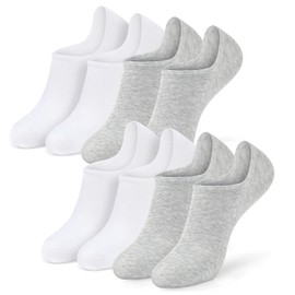 ZEROLEEWS No Show Socks Womens 4/6 Pairs Black White Gray Invisible Liner Non Slip Low Cut Socks