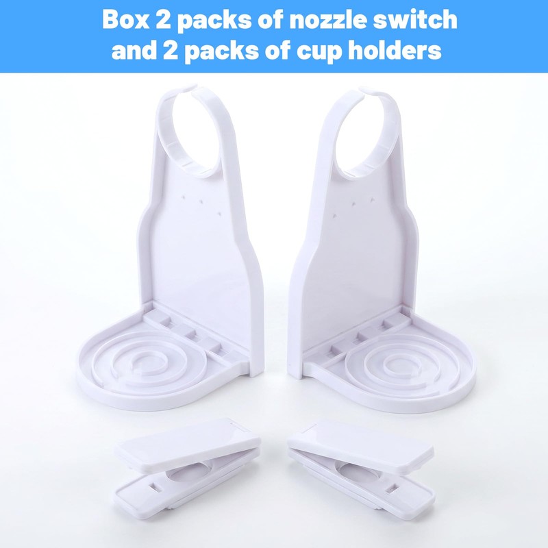 2-Pack White Laundry Detergent Cup Holder & Nozzle Force-Saving Switch,