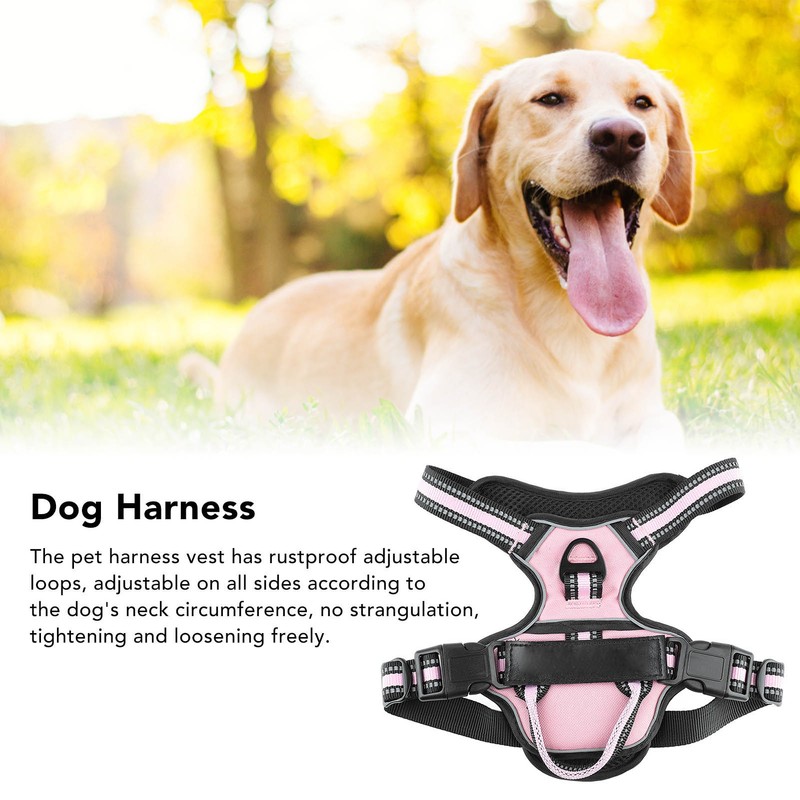 Dog Harness Double Layers Adjsutable Breathable Mesh Reflective Escape Proof