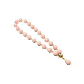 Light Pink Coral Paste Choker Necklace with Balls (14 mm) and Drop Pendant