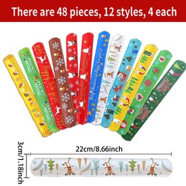 Slap Bracelets, Pack of 24/36/48 Christmas Snap Bracelets, Christmas Slap Bracelets, Colourful Snap Bracelets, Christmas Snap Bracelets, Slap Bracelet for Christmas, Birthday Gifts, Party Bags,