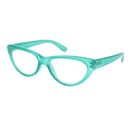 PASTL Womens Reading Glasses Magnified Strength Clear Lens Green Cateye Frame +1.5