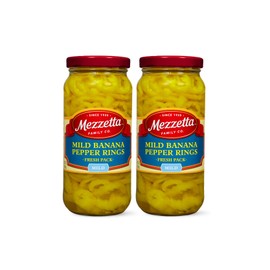 Mezzetta Mild Banana Pepper Rings | Gluten Free, Keto, Kosher | 16 Fluid Ounce Jar (Pack of 2)