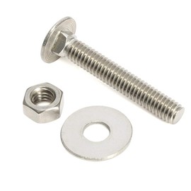 5/16-18 x 2-1/2" Carriage Bolts and Nuts Kit, Round Head Square Neck Screws, Stainless Steel 18-8 (304), 10 Sets