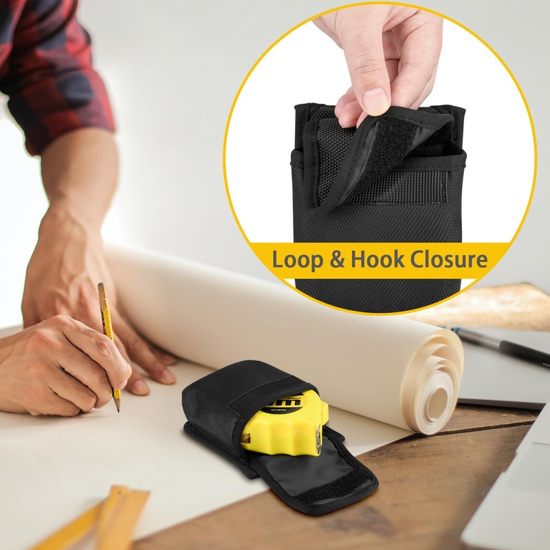 Portable and Secure Tape Measure Pouch with Belt Clip Keep