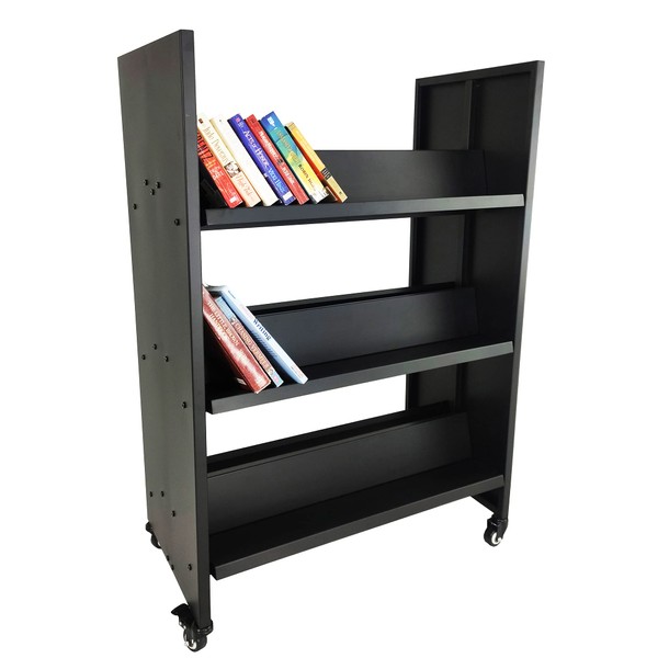 FixtureDisplays Doublesided Metal Book Cart Library Cart 200 lbs Capacity 30" W X 15.4 D X 44" H 12079-NF