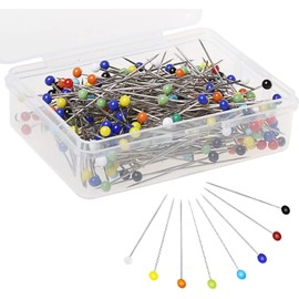 250Pcs Sewing Pins with Glass Heads, Head Pins, Straight Glass Ball Pins for Dressmaking, Decorating Crafts, 38mm Multicolor, Sewing, Stainless Steel Pins Dressmakers,Pins,Pins and Pincushions