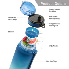 UZSPACE Water Bottle 500 ml/800 ml/1 L, Sports Water Bottle Children Leak-Proof, Tritan & BPA-Free Water Bottle for Bike, Fitness, Outdoor