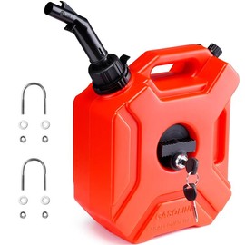 VEVOR Jerry Fuel Can, 5.3Gal / 20L Portable Jerry Gas Can with Flexible Spout System, Rustproof ＆ Heat-resistant Steel Fuel Tank for Cars Trucks Equipment Bottles Organiser:_Red - 1.3 Gal/5L with Lockable Bracket