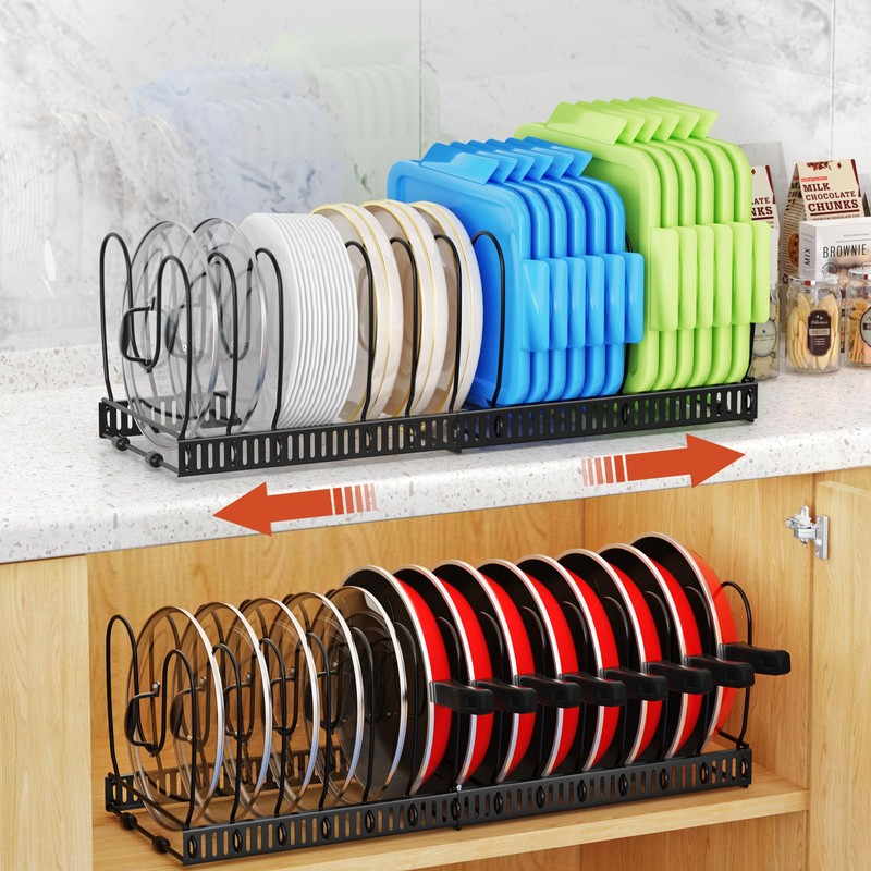 Housolution 2 Pack Pot and Pan Organizer with 14 Adjustable