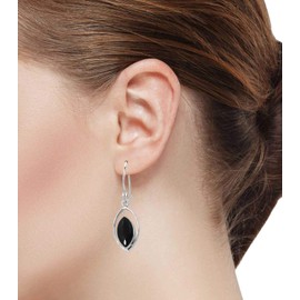 Jeweloporium 925 Sterling Silver Earring for Women Natural Black Onyx Stone Drop Dangle Boho Silver Earring Anniversary - Gift Statement Jewelry
