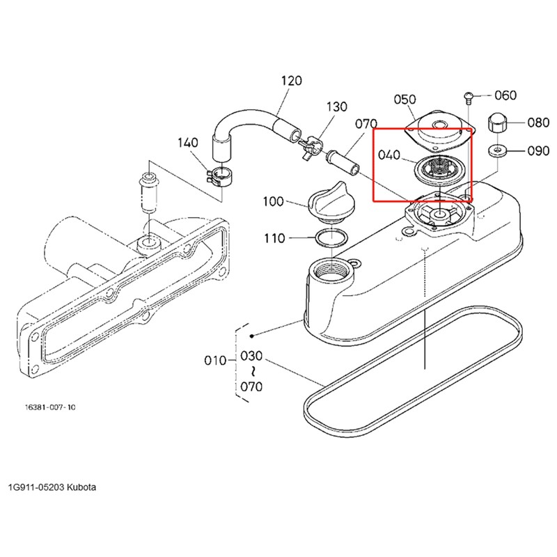 Seapple Valve Cover Breather Comp 1G911-05203 1G91105203 Compatible With Kubota