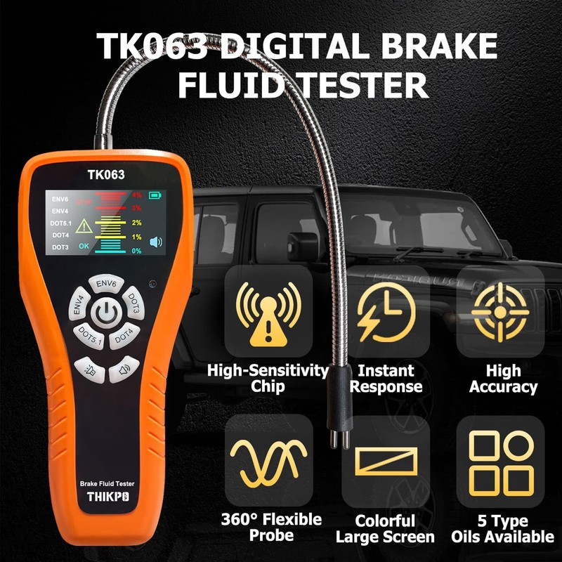 THIKPO Brake Fluid Tester for DOT3 DOT4 DOT5.1 EVN4 EVN6,