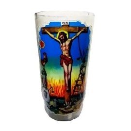 Justo Juez White Candle – Large Cup | Unscented Religious Prayer Candle with Iconic Image of Christ | Ideal for Spiritual Devotion, Legal Matters & Home Altars | 12-Pack