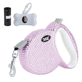 eing Retractable Dog Leash, Pet Walking Leash with Anti-Slip Handle, Strong Nylon Tape, 360°Tangle-Free, Suitable for Small Medium Dog Cat, Gift Waste Bags Dispenser Included,10 ft, Pink