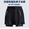 Men's Summer Double-Layer Swim & Beach Shorts with Inner Leggings Plus Size (Recommended 70-90 Kg) / Dark Green 3ea