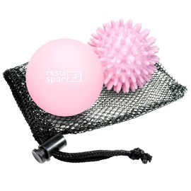 ResultSport Lacrosse & Hedgehog Ball Massage Ball Set, Plantar Fasciitis, Foot Massage, Trigger Point Massage, Deep Tissue, Myofasic Relief (Pink)