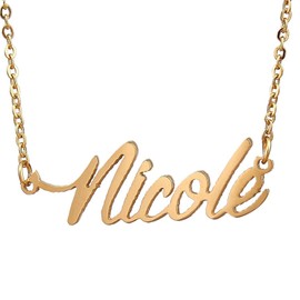 HUAN XUN Gold Color Plated Handwriting Necklace, Nicole
