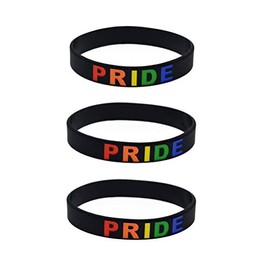 JOYID PRIDE Gay Rainbow Bracelets Silicone Rubber Wristbands Bracelets-3pcs