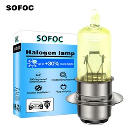 SOFOC P15D-25-1 H6M Motorcycle ATV Headlight Lamp Low / High Beam Lamp Double Contact Socket 12V 35W Yellow Pack of 2