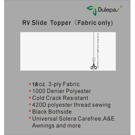 Dulepax-RV Slide Out Awning Fabric Replacement-(46" x 200", White- Fabric only)-Universal Slide-Topper Replacement for 5th Wheel RVs, Travel Trailers and Motorhomes