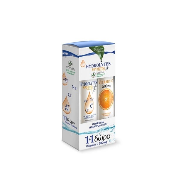 Power of Nature Hydrolytes Sports Stevia 20 eff tabs & Vitamin C 500 mg 20 eff tabs