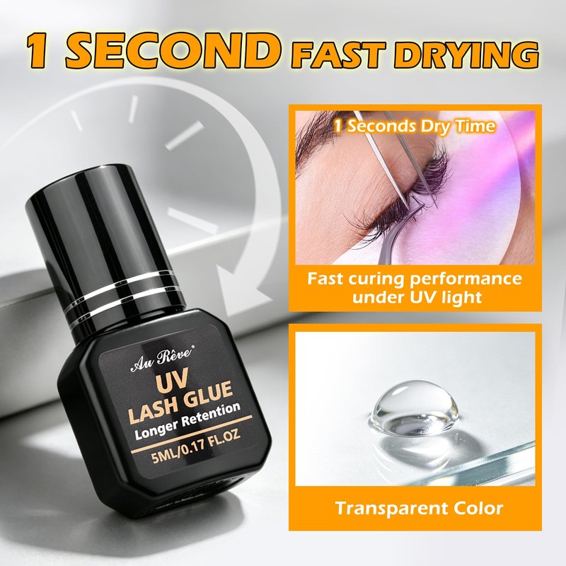 UV Lash Glue Eyelash Extension Glue 5ml 7-8 Weeks Retention