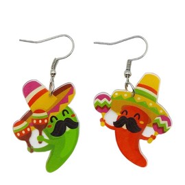 ROSTIVO Cinco De Mayo Earrings for Women, Cute Mexican Style Chili Acrylic Jewelry Gift