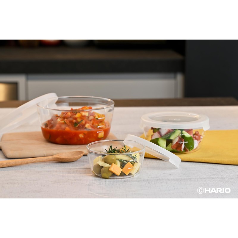 Hario MST-60-TW Heat-resistant Glass Storage Container, Round, 20.3 fl oz