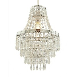 HOMION Chandelier Style Ceiling Light Shade Droplet Pendant Acrylic Crystal Bead Luxury Easy Fit Moroccan Marrakech Moda Spiral Gem Choose Design (TERRI 5 TIER)