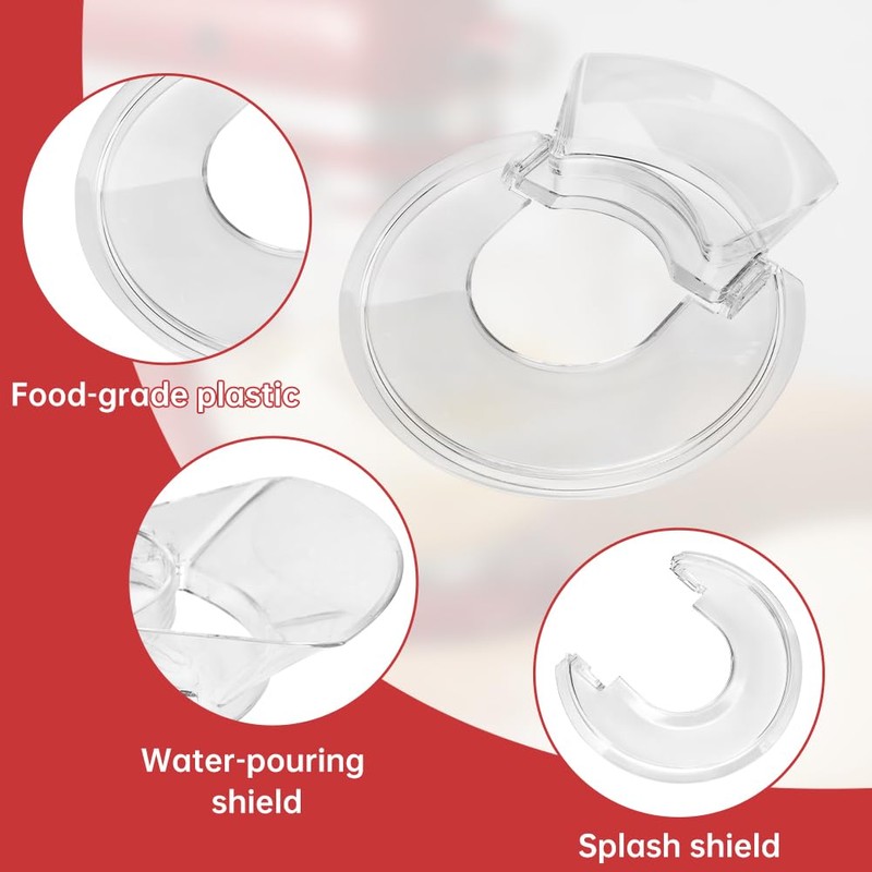 Pouring Shield for Kitchen-Aid 4.5-5 Quart Tilt-Head Stand Mixer, Removable