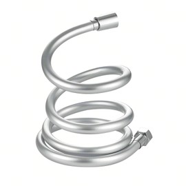 CYILIUEN Universal Flexible Shower Hose 1 m PVC Shower Hose with Kink Protection 304 Stainless Steel Connector, Silver