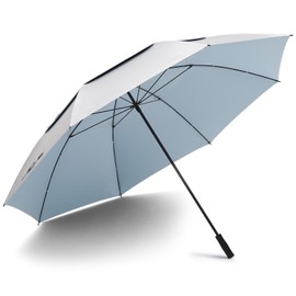 Fulynmen 80 Inch Extra Large Golf Umbrellas For Rain Heavy Duty Jumbo Stick UV Umbrellas For Sun Protection Upf 50+ Windproof Vented Double Canopy Manual Opening Big Size (Silver-Turquoise)