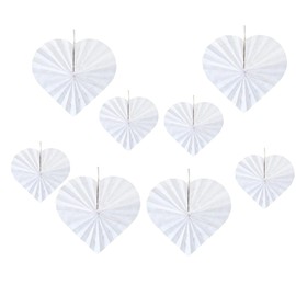 Pack of 8 Wedding Decoration Wedding Registry Office Engagement Decoration White Heart Hanging Paper for Wedding Decoration Birthday Party Birthday Decoration Table Wedding Decoration Wedding