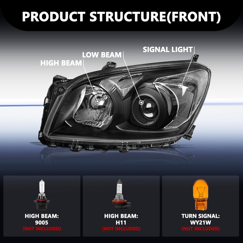 Aosky Halogen Model Headlight Assembly Compatible with 2009 2010 2011