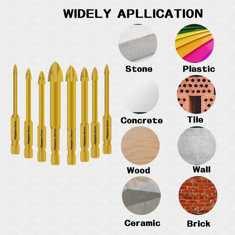 Mgtgbao Golden 10PC 6mm Masonry Drill Bits, Concrete Drill Bit