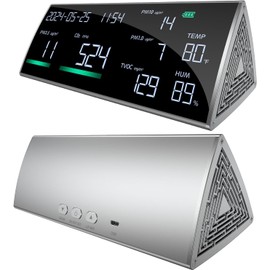 13-in-1 Air Quality Monitor Indoor CO2 Detector,Carbon Dioxide Meter, TVOC, PM2.5/PM10/PM1.0, Temperature, Humidity Meter, Air Quality Tester Time Display Portable CO2 Monitor