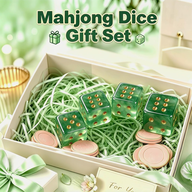 4 Pcs Mahjong Crystal Dice, 16mm Game Dice Set