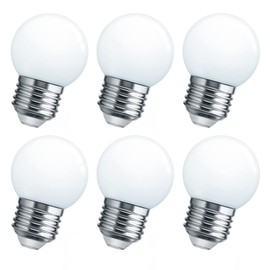 Flaspar LED Night Light Bulb, Globe Small LED Light Bulbs 15W Equivalent, E26 Medium Screw Base Bathroom Vanity Porch Outdoor String Light Bulbs 6 Pack, Cool White, 6Pack