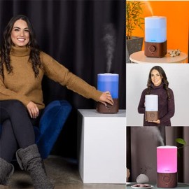 BlueHills BlueHills Premium 2300 ML XL Large Essential Oil Diffuser Humidifier Combo for Large Room Home Huge Coverage Area 2 Liter Capacity Huge Diffuser with Dcor LED Lights Square Dark Wood Grain - L003