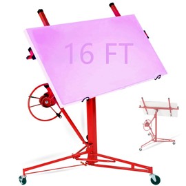 MOTOOS 16FT Drywall Lift Plasterboard Sheetrock Hoist Lifter Carrier with Safety Lock, Red