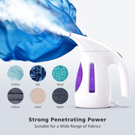 HiLIFE Steamer for Clothes, Portable Handheld Design, 240ml Big Capacity, 700W, Strong Penetrating Steam, Removes Wrinkle, for Home, Office(ONLY FOR 120V) Purple