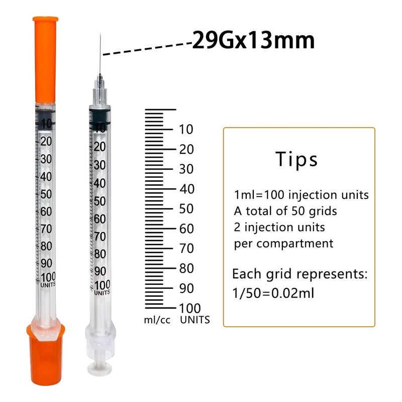 Jotia 30Pcs 1ml/cc Syringe with 29Gx13mm, Lab Syringes, Plastic Syringes