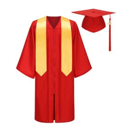 AGCOAH Graduation Gowns for Adults Robe Masters Cap and Bachelor 2025 5 PCS Commencement Ceremony Choir Robes （Red-57）