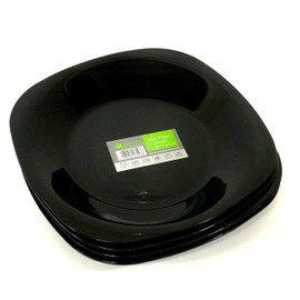 ECO Unbreakable Colourful Plastic Dinner Flat Plate Set-of-4 - Shatterproof - 100% Food Safe - Perfect for Camping, Indoors, Outdoors, and picnics (Black, Small)